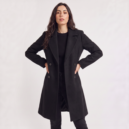 Women's Classic Wool Blend Double-Breasted Coat