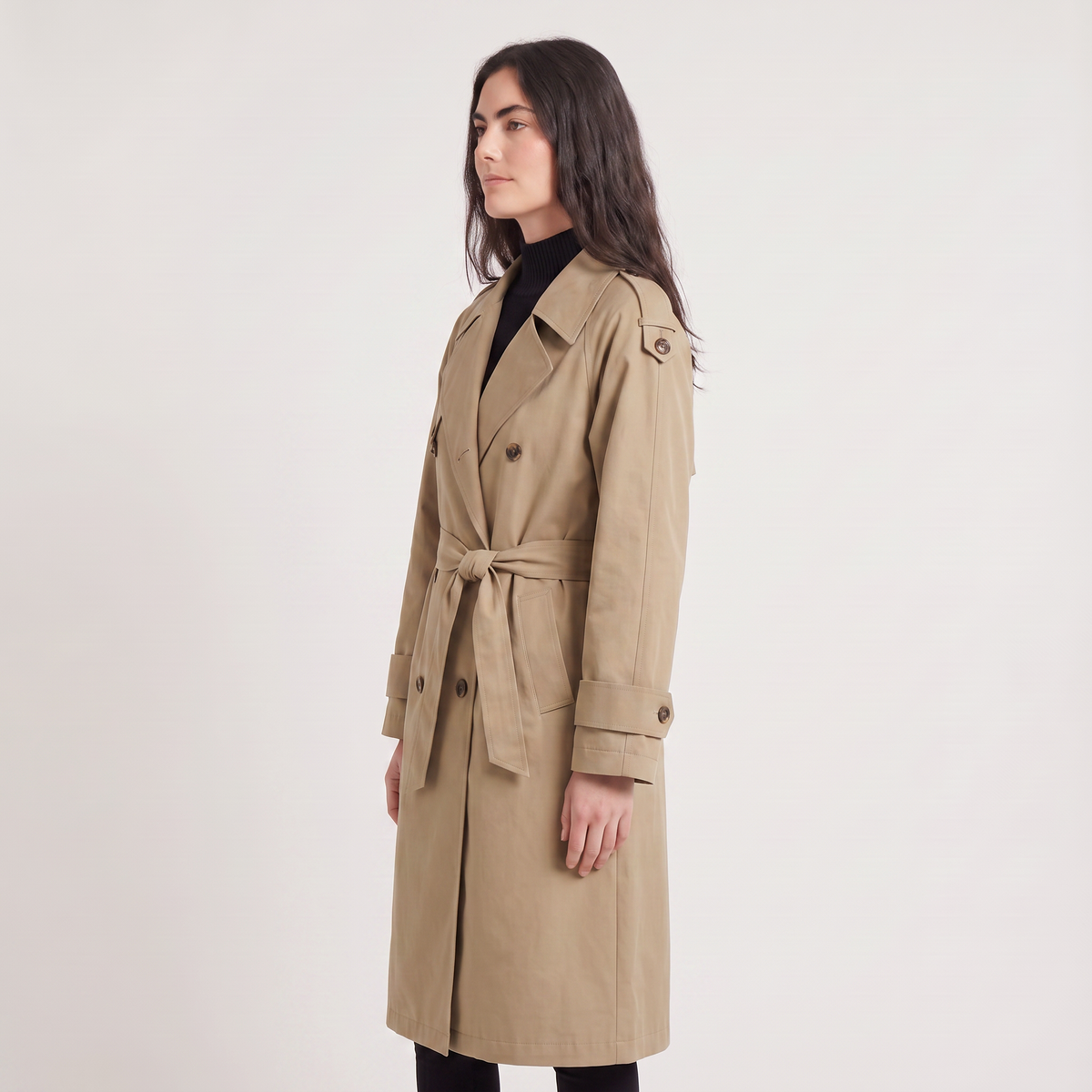 Women's Oversized Double-Breasted Wool Blend Trench Coat