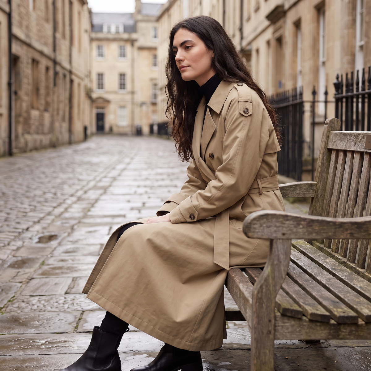 Women's Oversized Double-Breasted Wool Blend Trench Coat