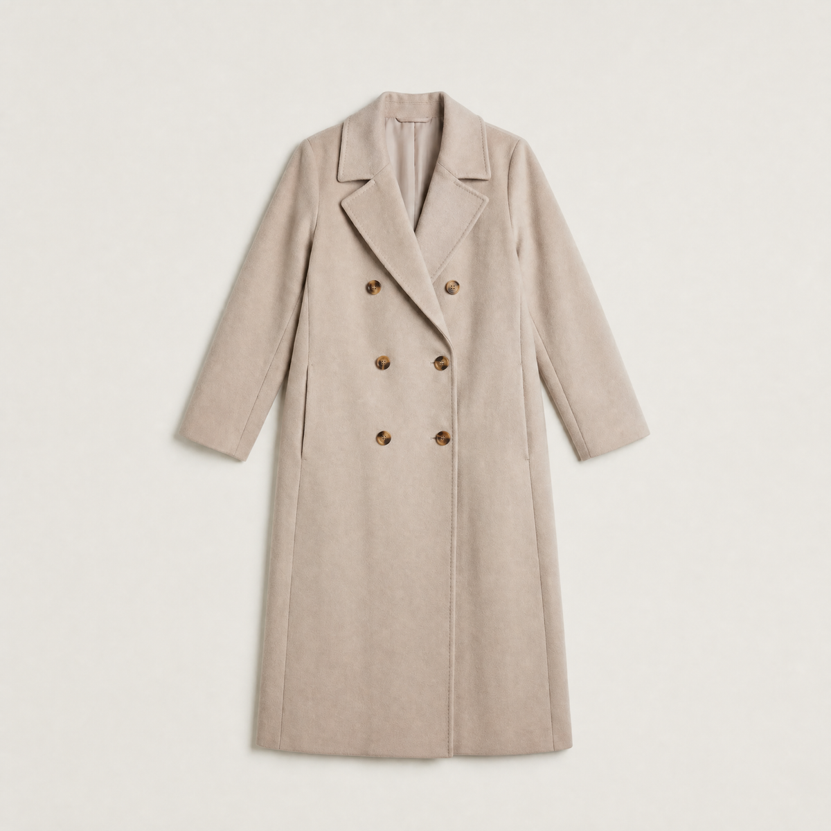 Women's Classic Wool Blend Double-Breasted Long Coat