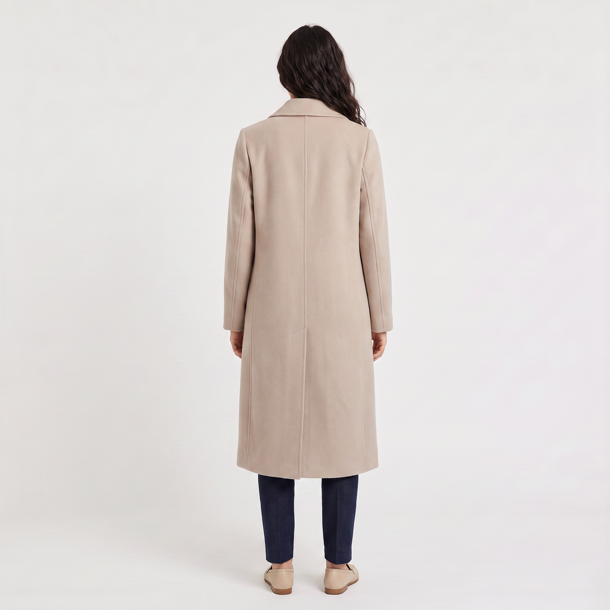 Women's Classic Wool Blend Double-Breasted Long Coat