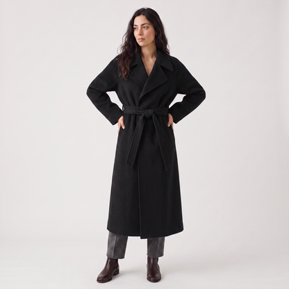 Women's Classic Wool Blend Long Wrap Coat