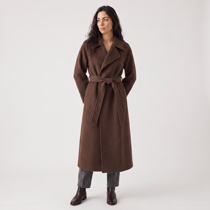 Women's Classic Wool Blend Long Wrap Coat