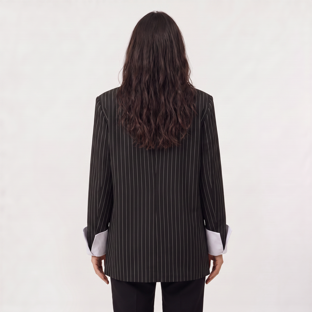 Women's Oversized Cotton Blend Striped Blazer