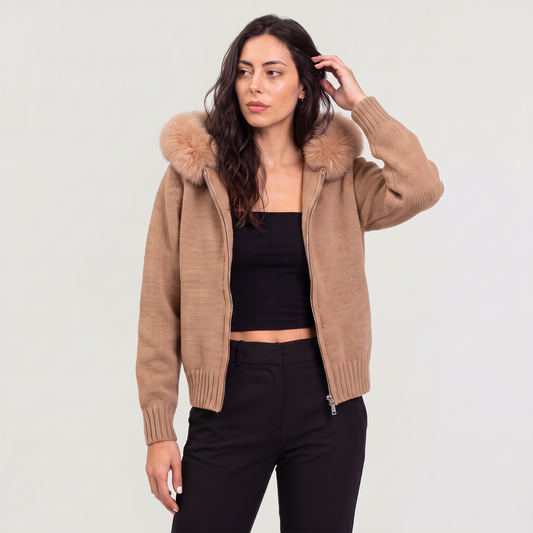 Women's Classic Fur Collar Cardigan Jacket