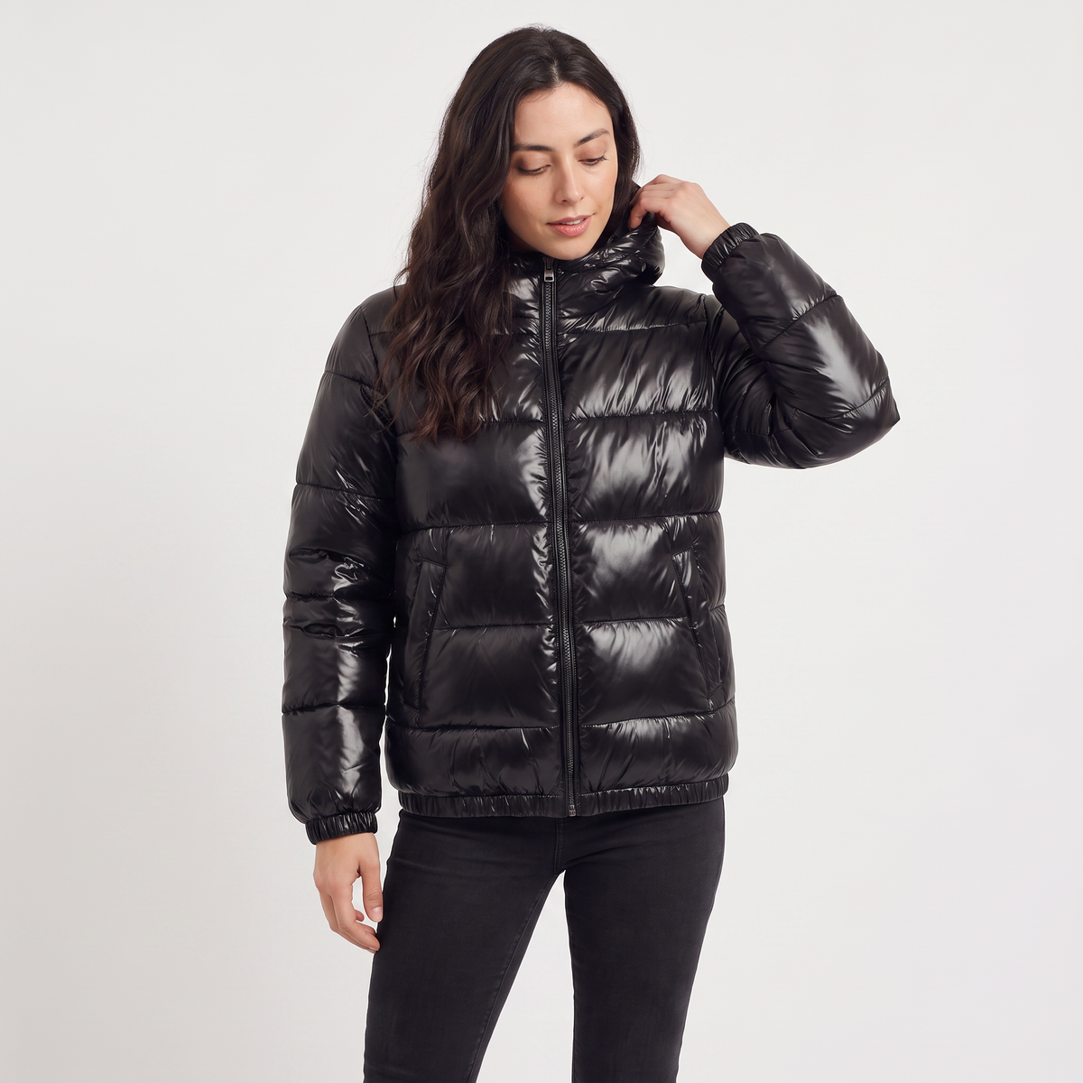 Women's Glossy Hooded Puffer Jacket