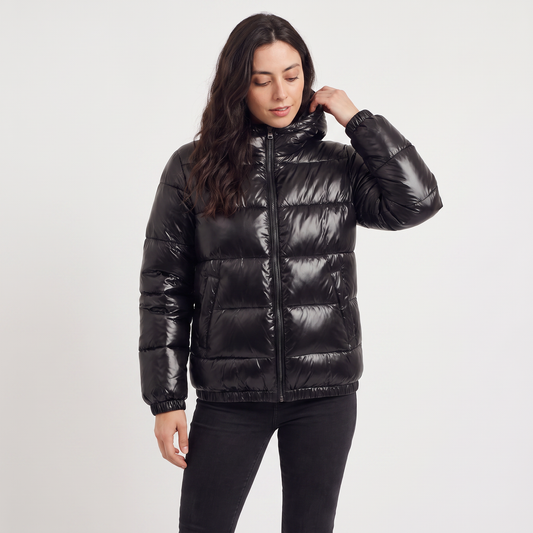 Women's Glossy Hooded Puffer Jacket