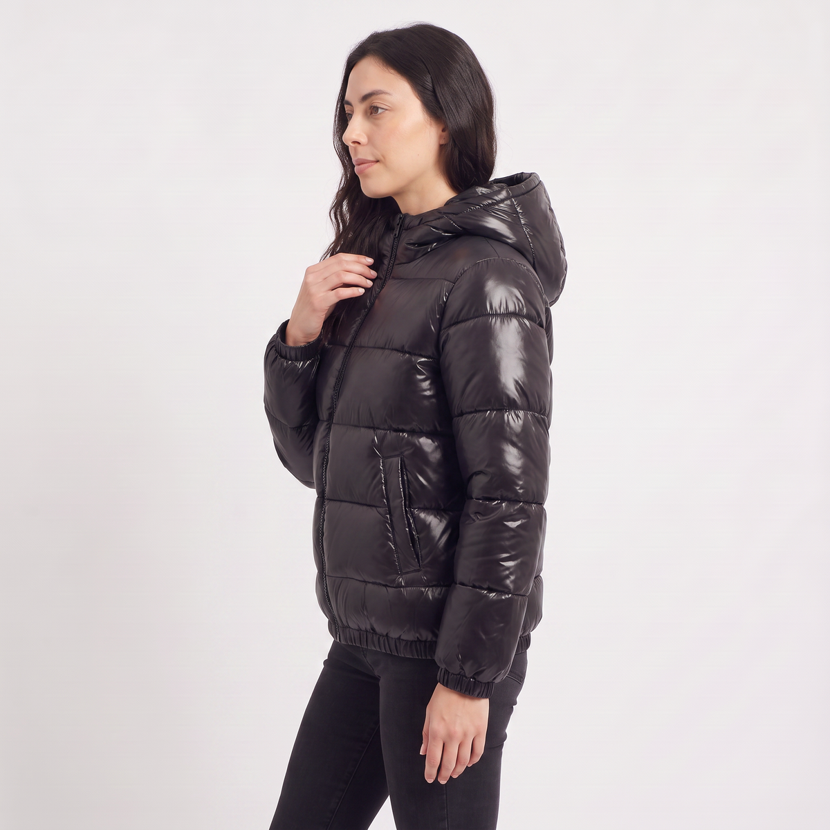 Women's Glossy Hooded Puffer Jacket