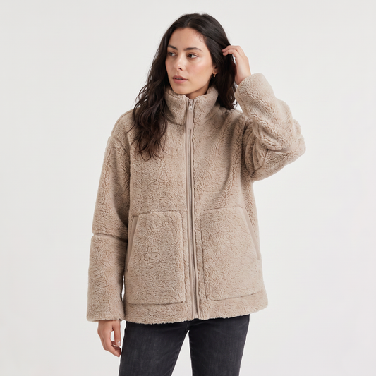 Women's Casual Teddy Fleece Zip-Up Jacket