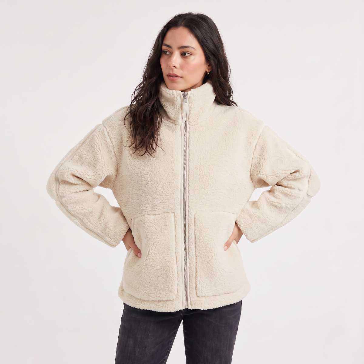 Women's Casual Teddy Fleece Zip-Up Jacket