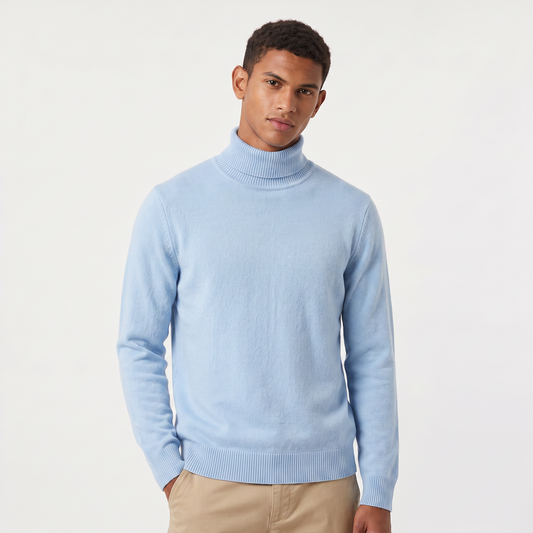 Men's Classic Ribbed Wool Turtleneck Sweater