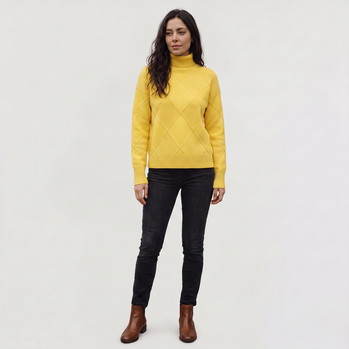 Women's Classic Cable Knit Turtleneck Sweater