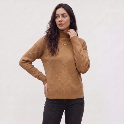 Women's Classic Cable Knit Turtleneck Sweater