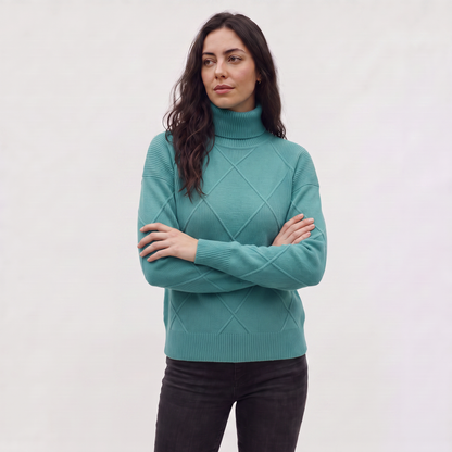 Women's Classic Cable Knit Turtleneck Sweater