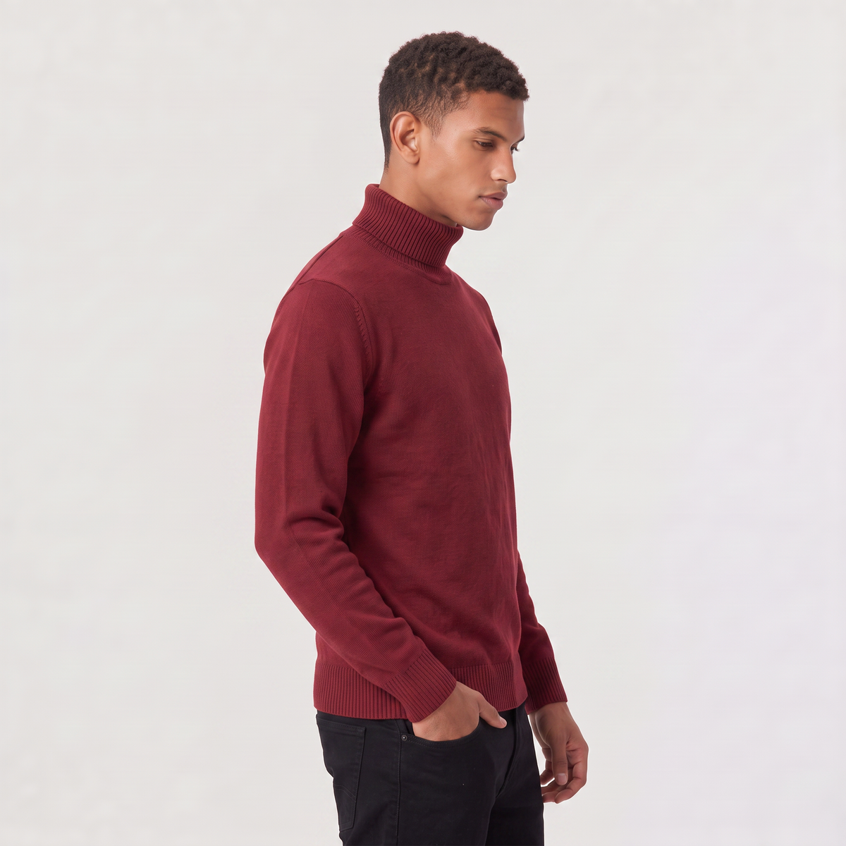 Men's Classic Wool Ribbed Collar Turtleneck Sweater