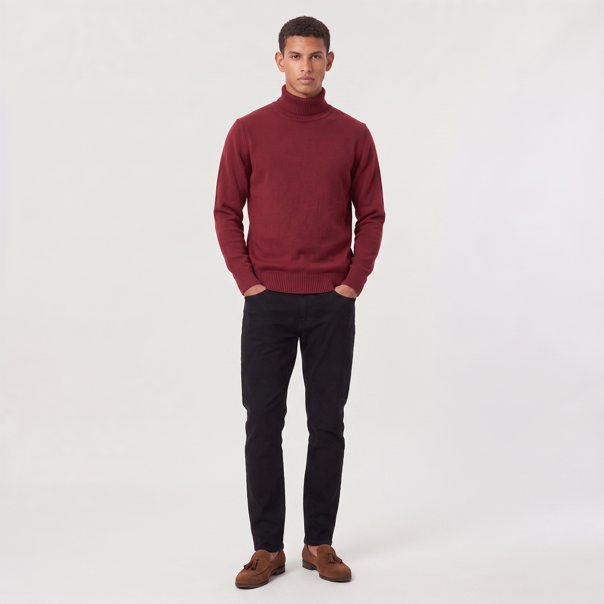 Men's Classic Wool Ribbed Collar Turtleneck Sweater