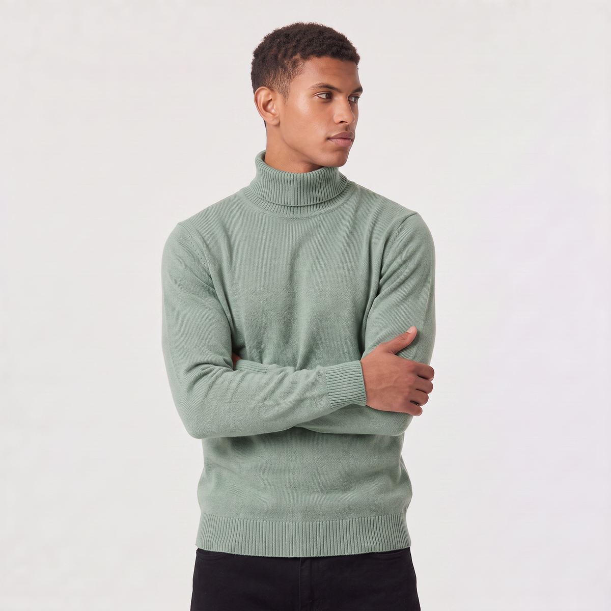 Men's Classic Wool Ribbed Collar Turtleneck Sweater