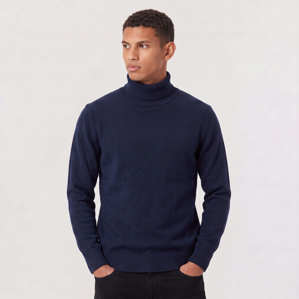 Men's Classic Wool Ribbed Collar Turtleneck Sweater