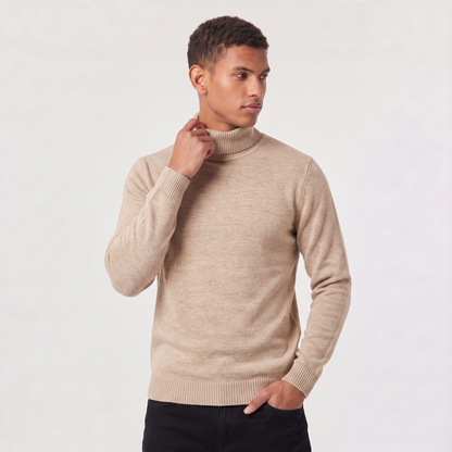 Men's Classic Wool Ribbed Collar Turtleneck Sweater