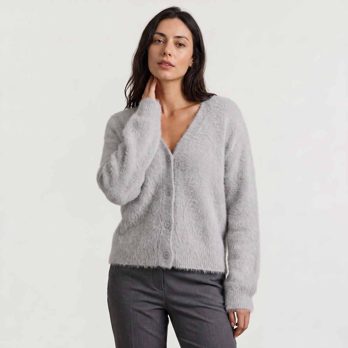 Women's Casual Knit Button-Front Cardigan