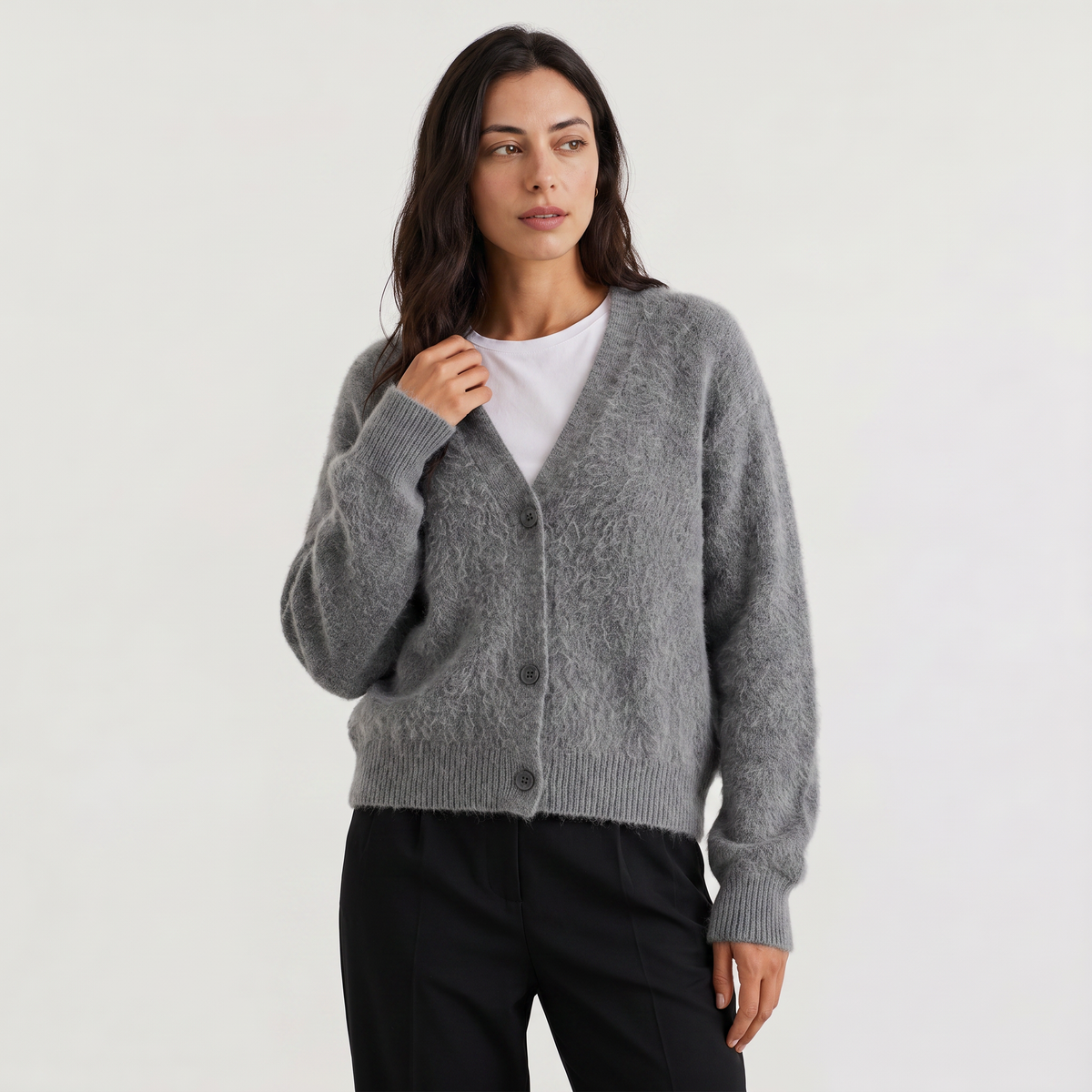 Women's Casual Knit Button-Front Cardigan