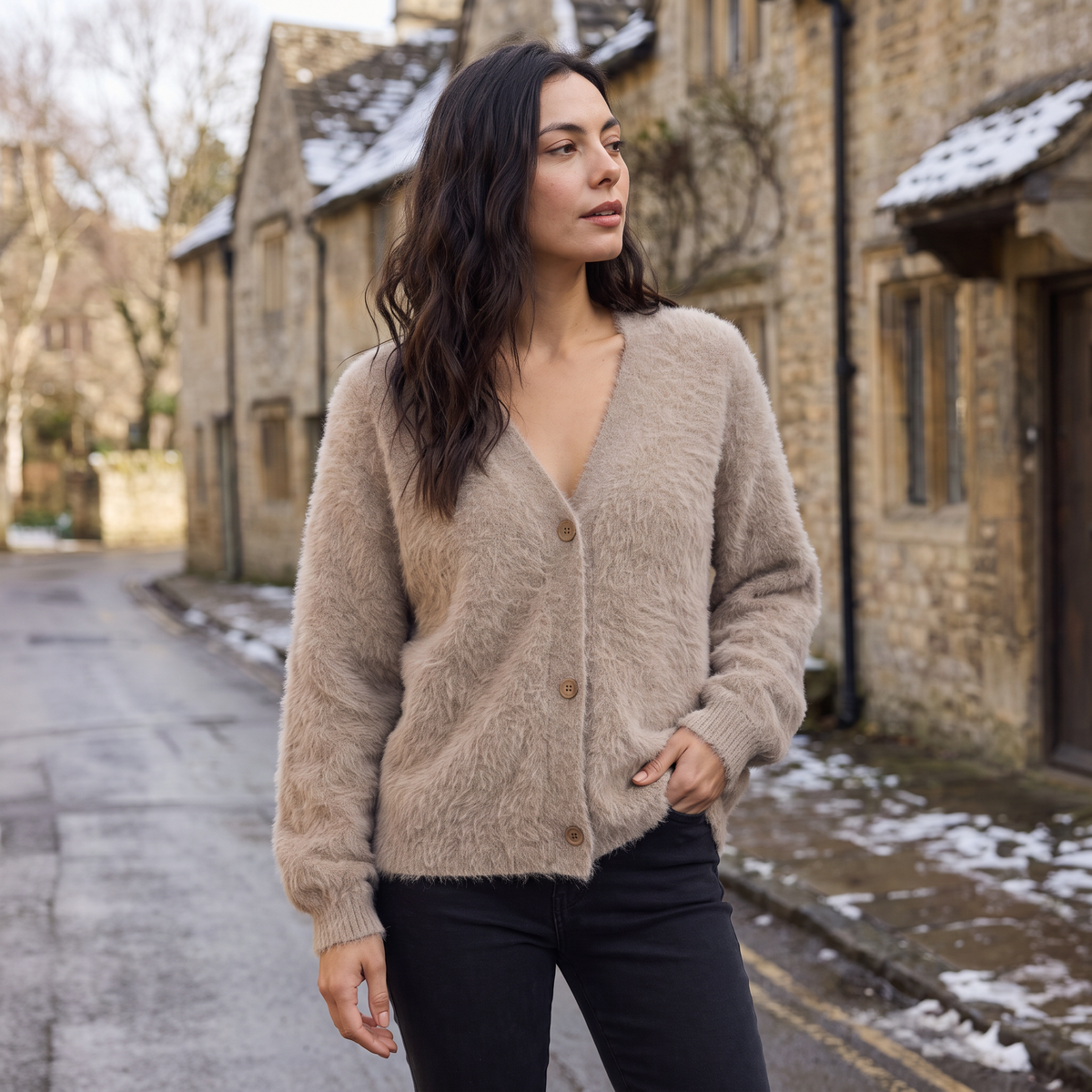 Women's Casual Knit Button-Front Cardigan