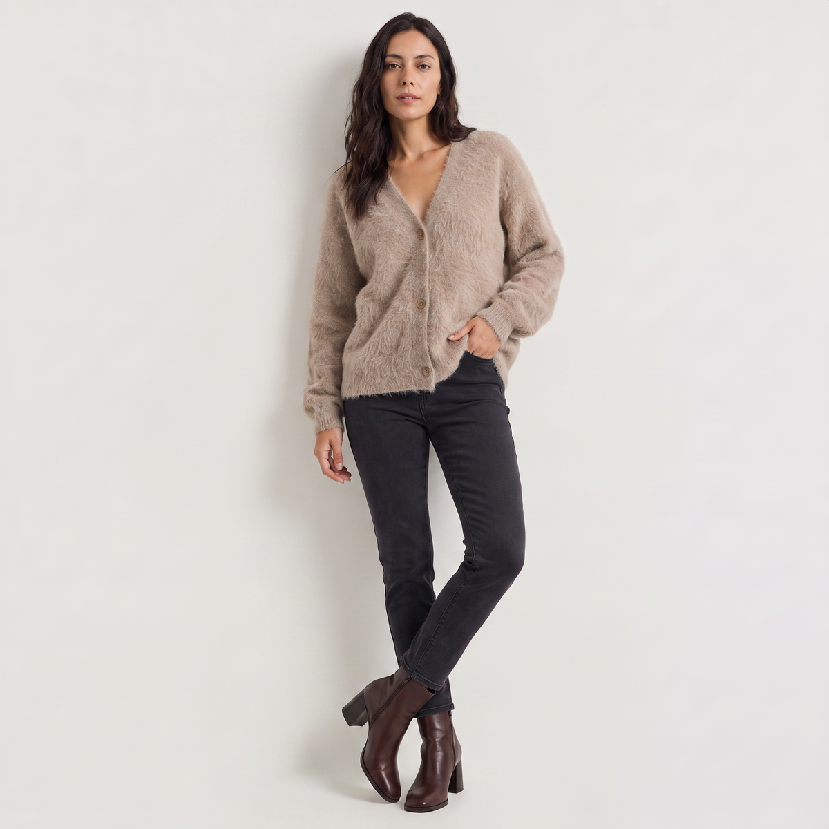 Women's Casual Knit Button-Front Cardigan