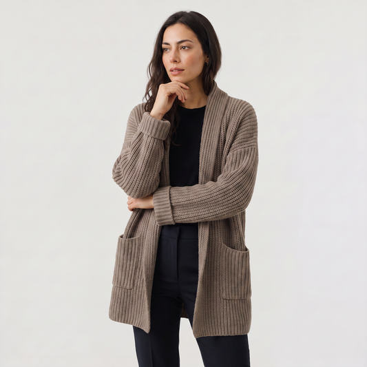 Women's Casual Chunky Knit Long Open-Front Cardigan