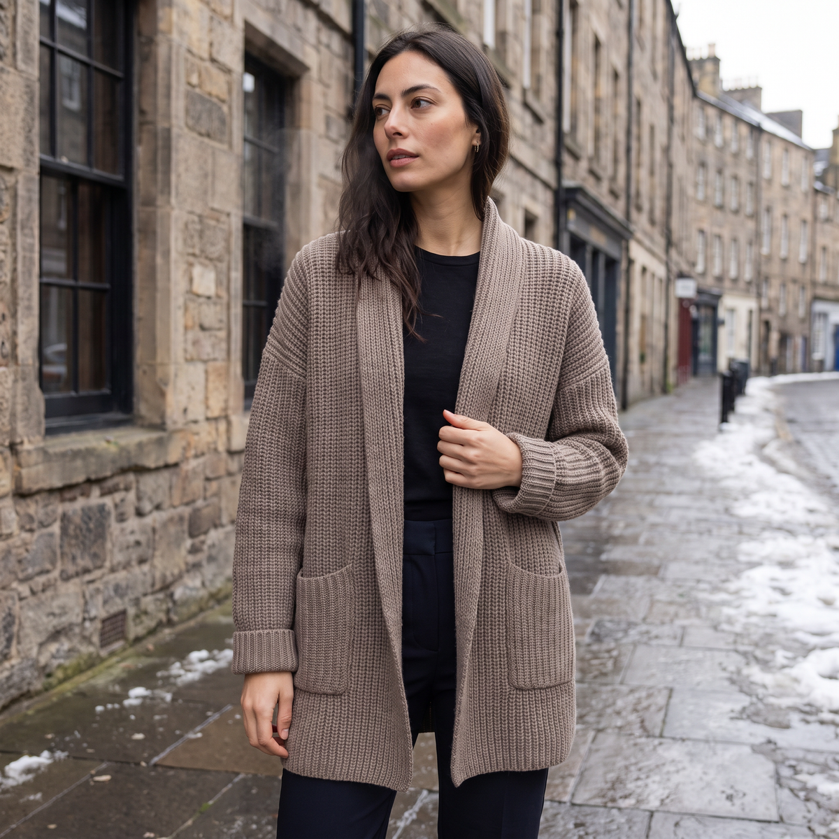 Women's Casual Chunky Knit Long Open-Front Cardigan
