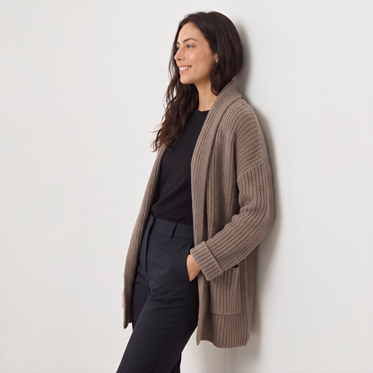 Women's Casual Chunky Knit Long Open-Front Cardigan
