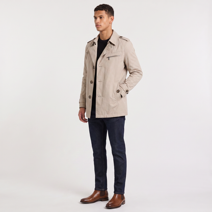 Men's Classic Double-Breasted Wool Trench Coat with Belt