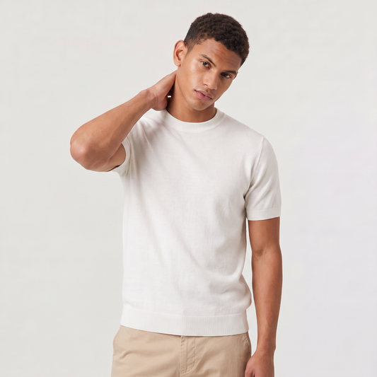 Men's Classic Fine Knit Crew Neck Short Sleeve T-Shirt