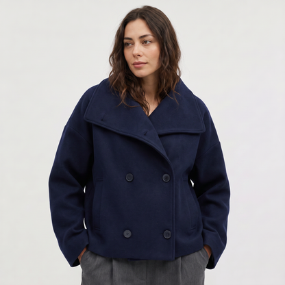 Women's Casual Double-Breasted Oversized Wool Jacket