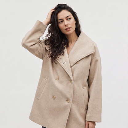 Women's Casual Double-Breasted Oversized Wool Jacket