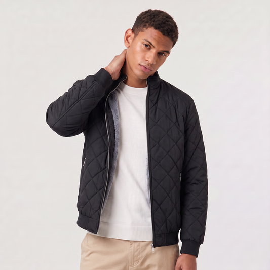 Men's Casual Quilted Fleece-Lined Relaxed Fit Jacket