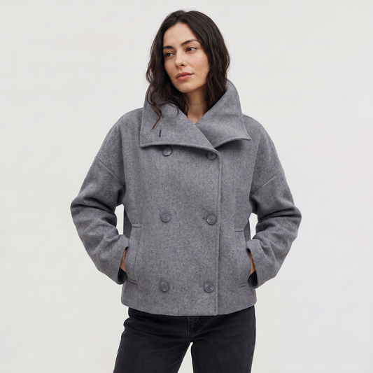 Women's Casual Double-Breasted Oversized Wool Jacket