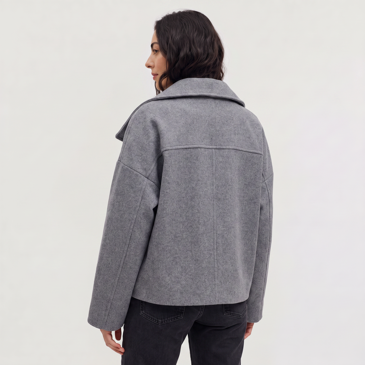 Women's Casual Double-Breasted Oversized Wool Jacket