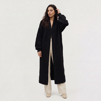 Women's Casual Fluffy Knit Longline Open-Front Cardigan