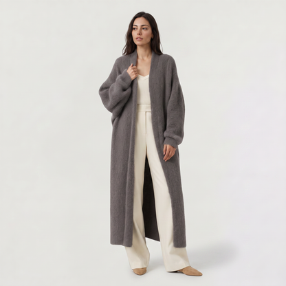 Women's Casual Fluffy Knit Longline Open-Front Cardigan