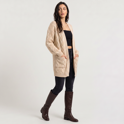 Women's Casual Oversized Cable Knit Open Front Cardigan