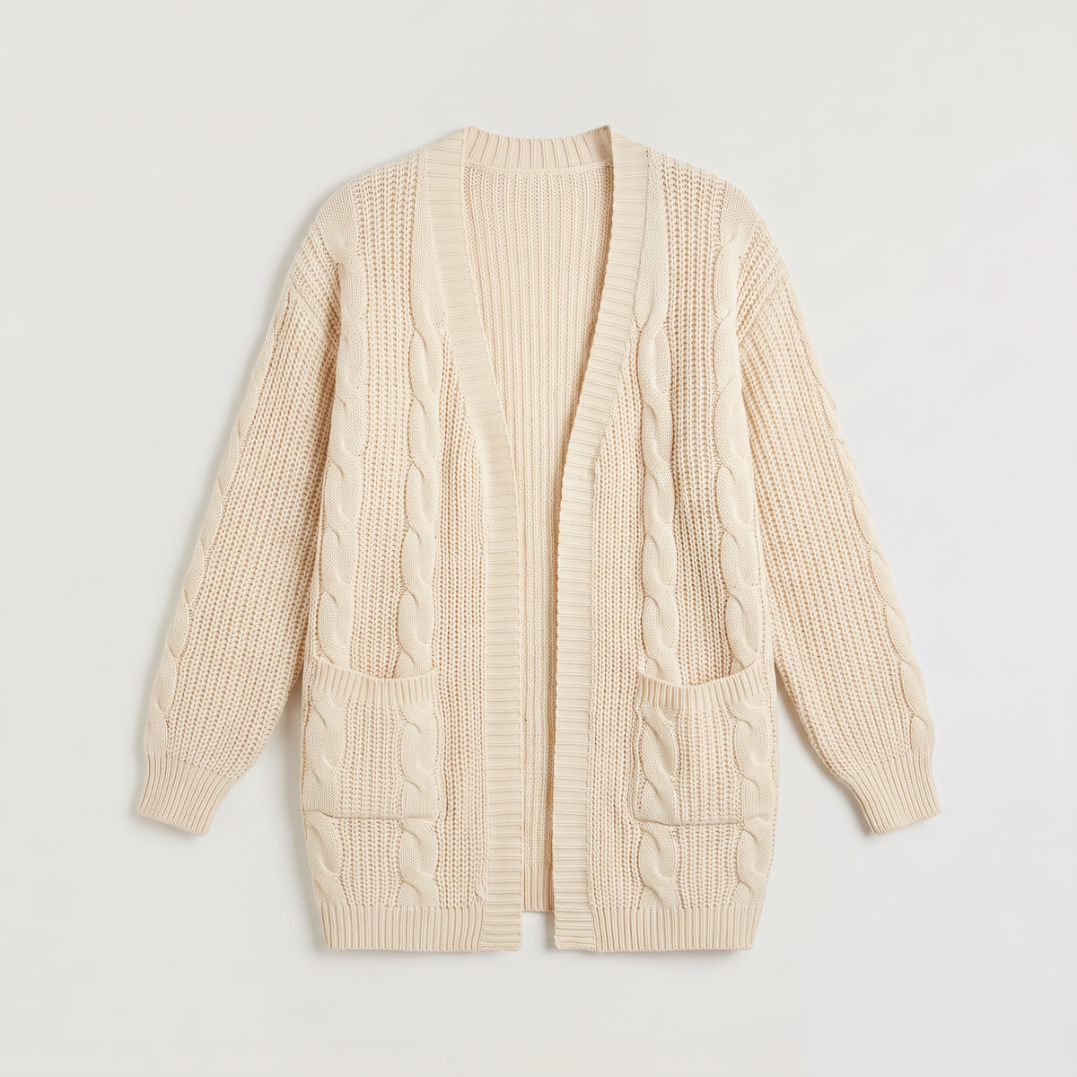 Women's Casual Oversized Cable Knit Open Front Cardigan