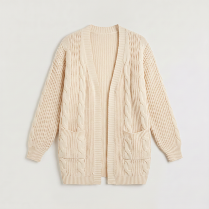 Women's Casual Oversized Cable Knit Open Front Cardigan