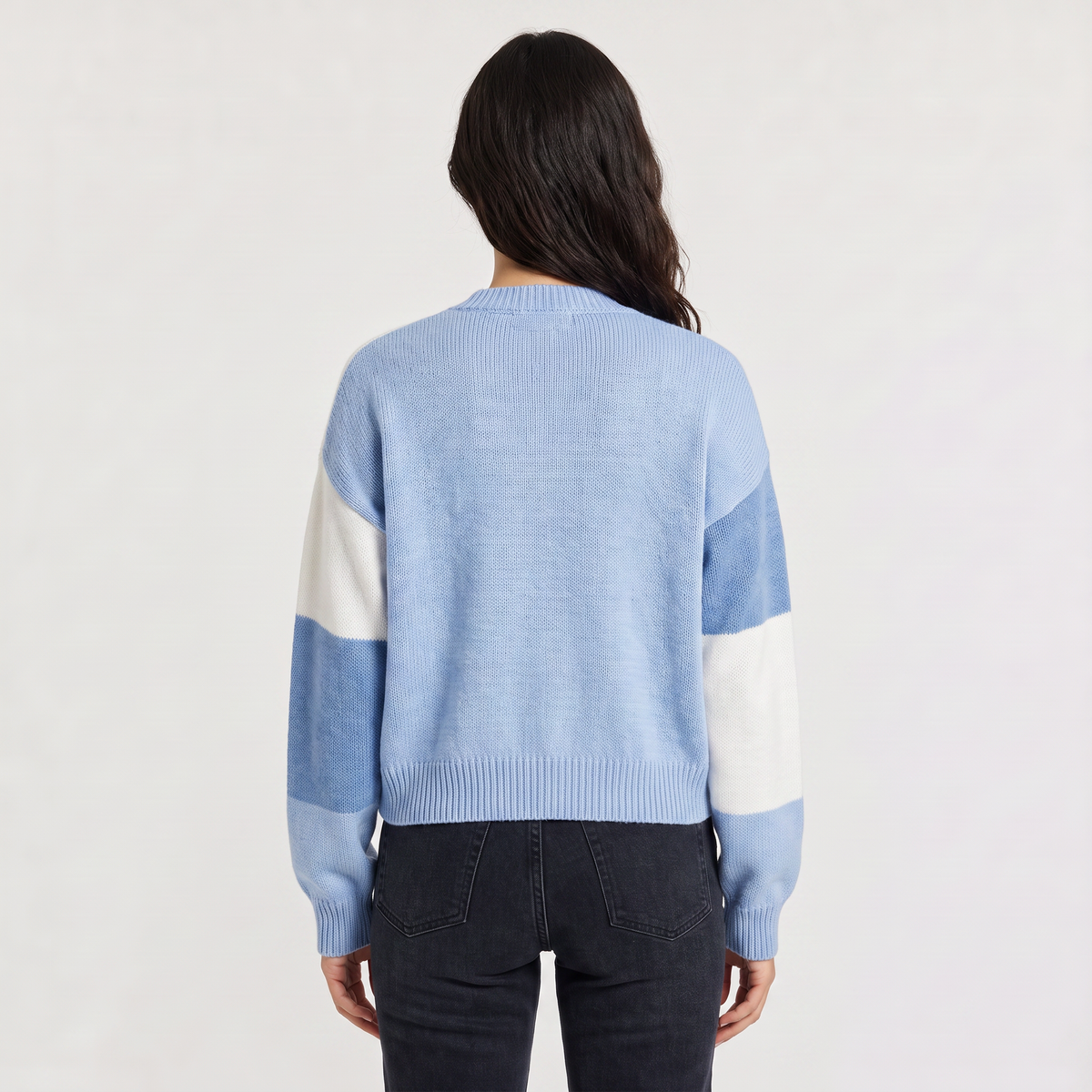 Women's Casual Open Front Cropped Knit Cardigan with Ribbed Cuffs