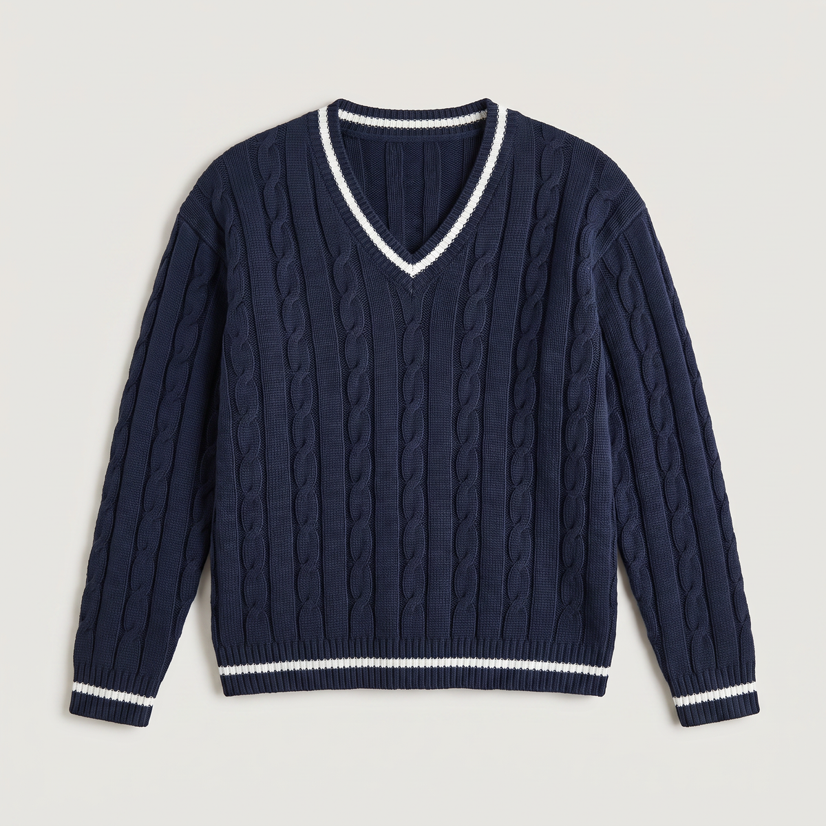 Women's Classic Cable Knit V-Neck Jumper