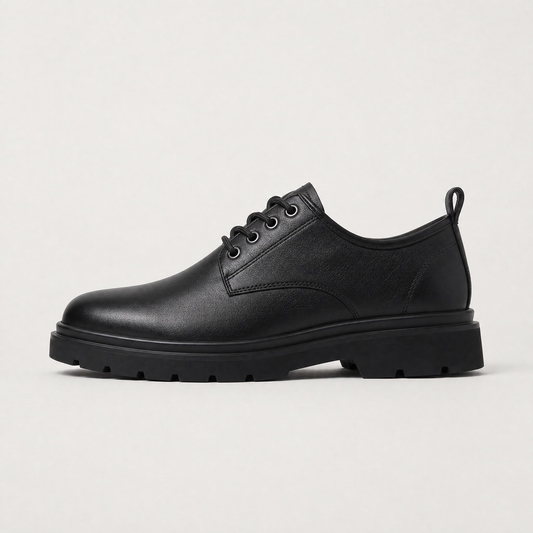Men's Classic Leather Chunky Lug Sole Derby Shoes
