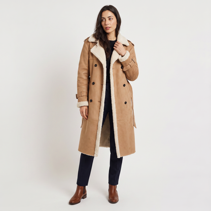 Women's Classic Borg-Lined Longline Aviator Coat