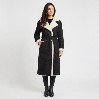 Women's Classic Borg-Lined Longline Aviator Coat
