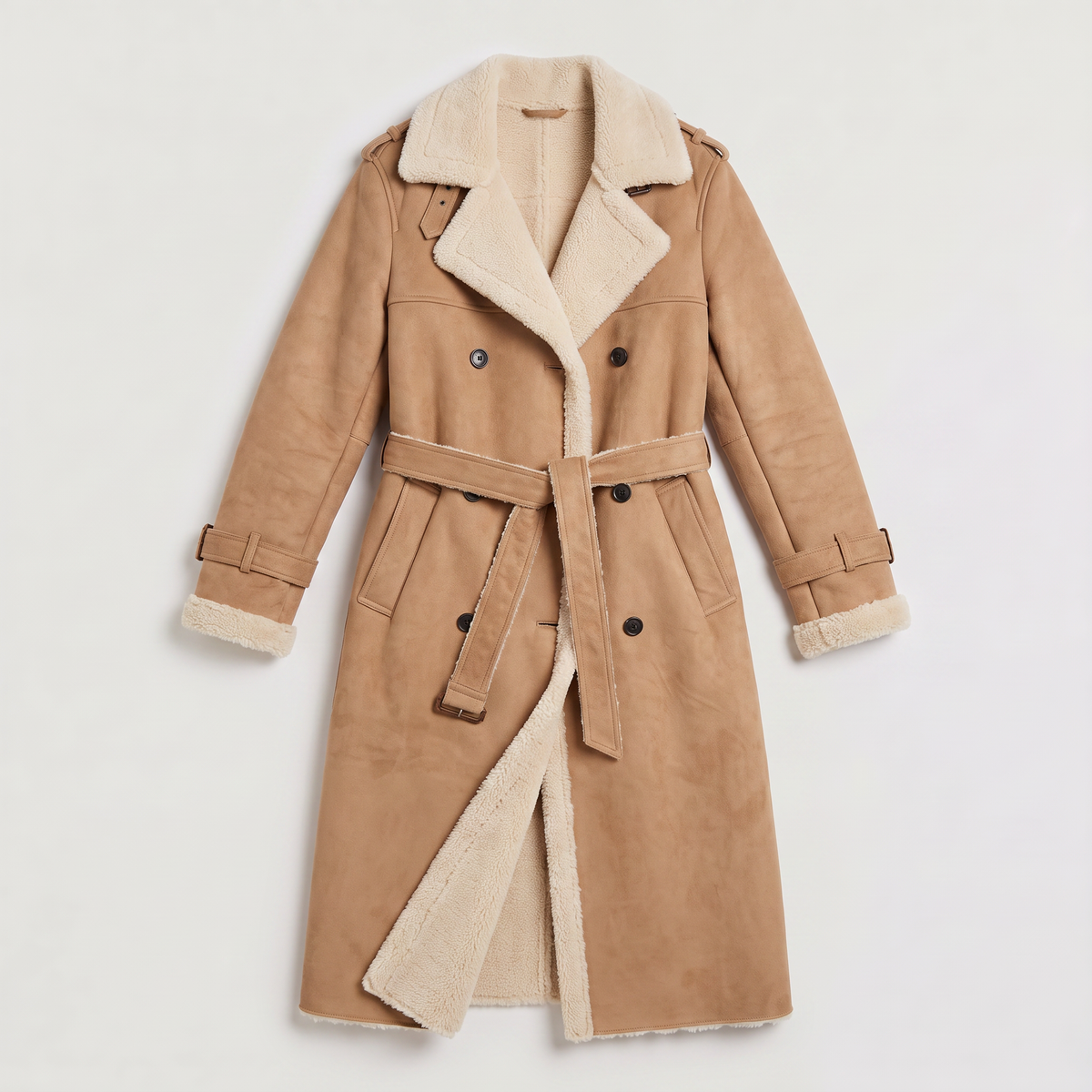 Women's Classic Borg-Lined Longline Aviator Coat