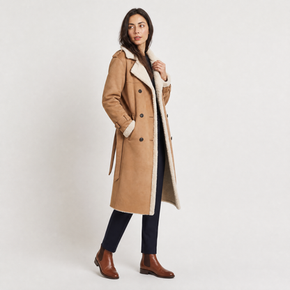 Women's Classic Borg-Lined Longline Aviator Coat