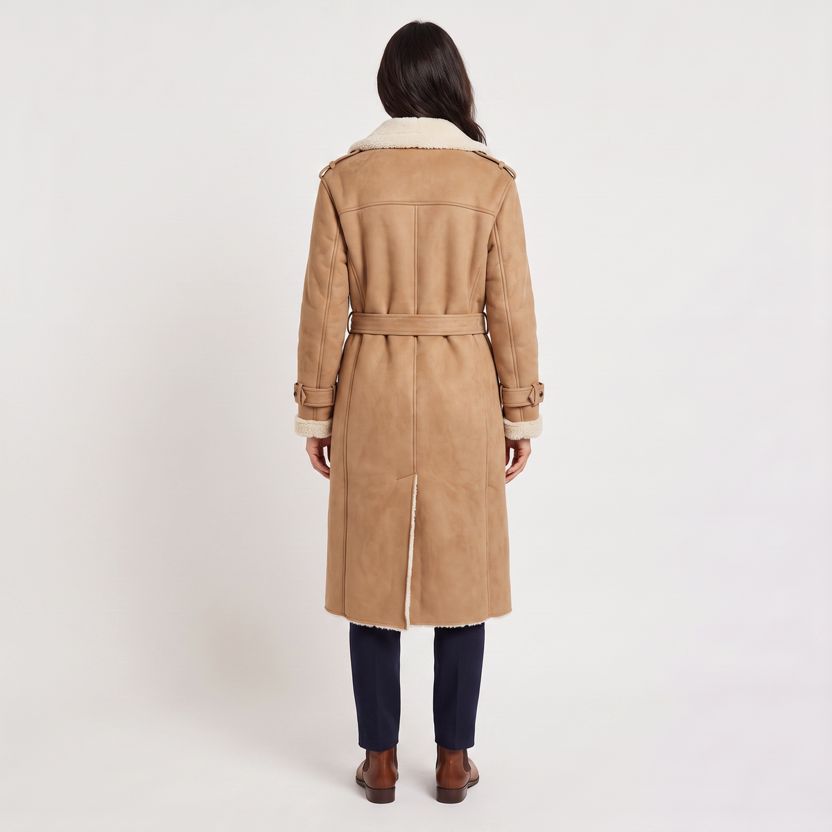 Women's Classic Borg-Lined Longline Aviator Coat